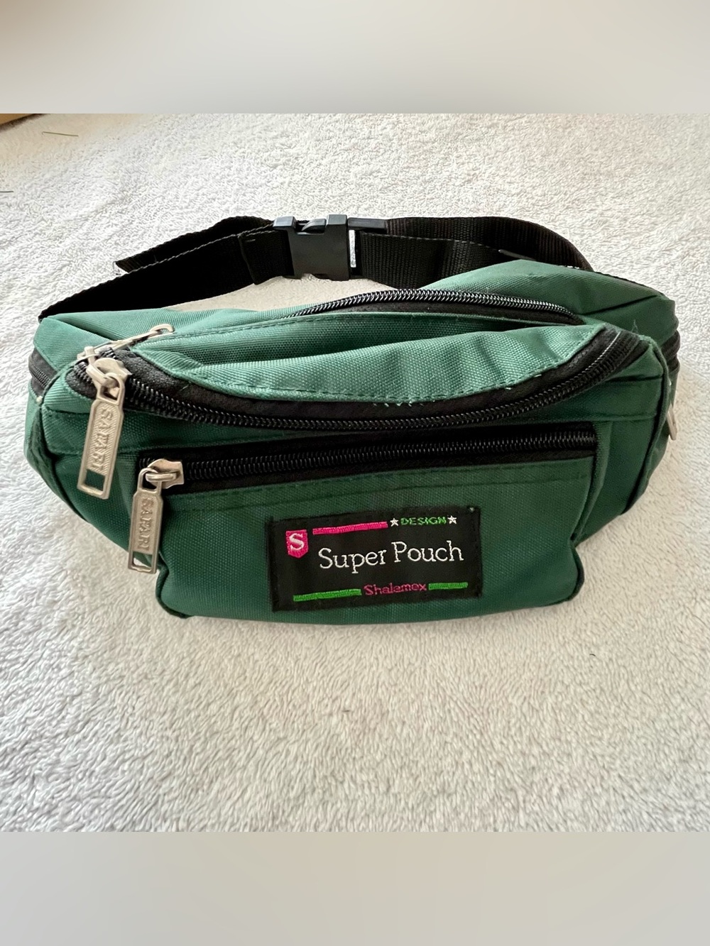 Vtg 90s Safari Super Pouch Shalamex Fanny Pack Waist Belt Bag Green Nylon